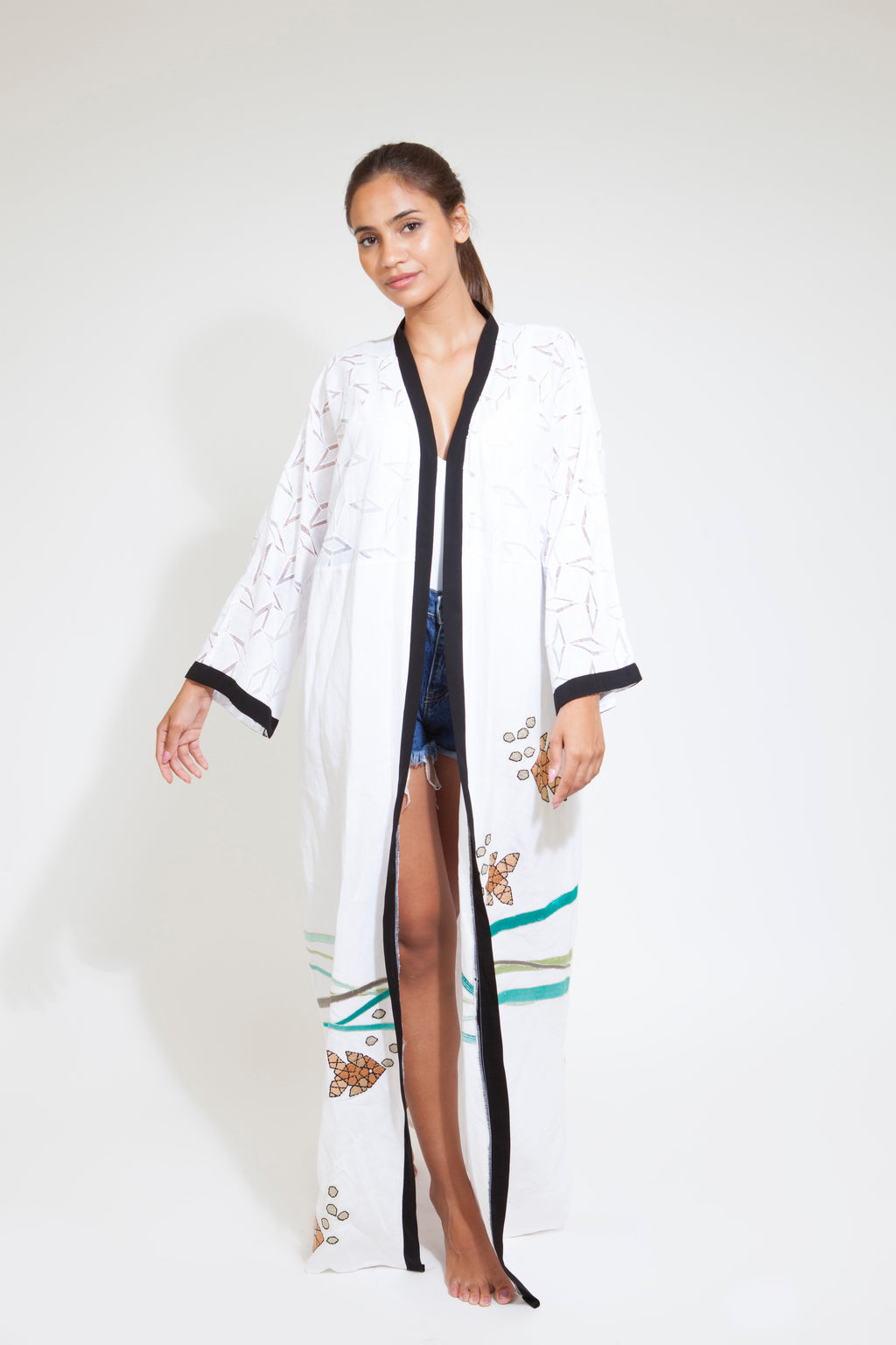 Sea Life Embroidered Kimono