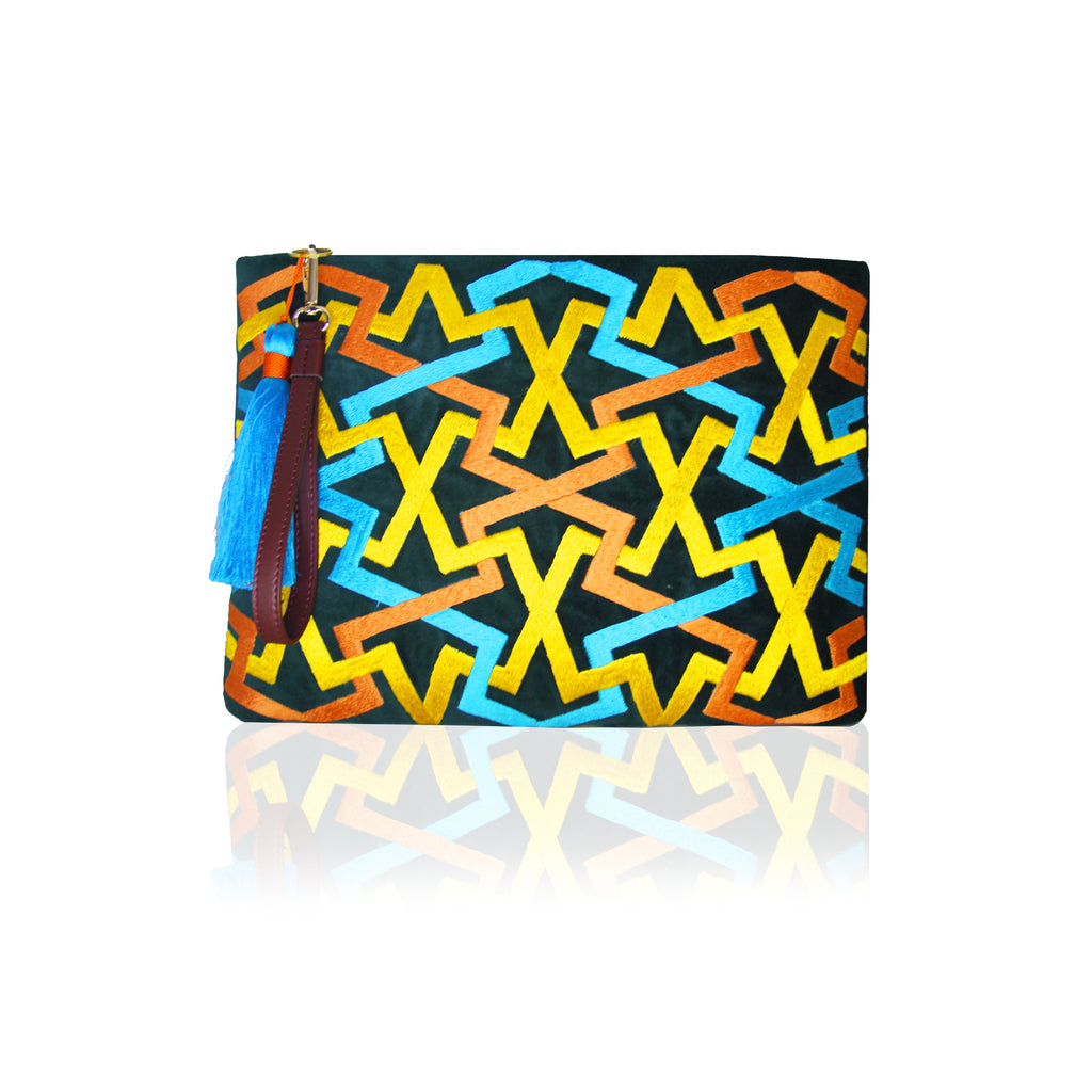 Oriental ZigZag Vibrant Clutch